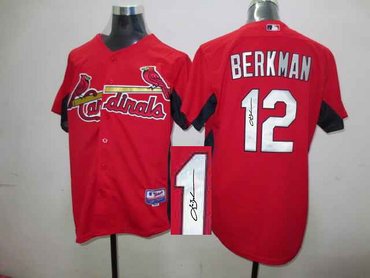 St.Louis Cardinals 12# Lance Berkman Red MLB Jerseys(Signed)