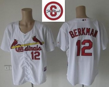 St.Louis Cardinals 12 Lance Berkman White Cool Base MLB Jersey 6# Patch