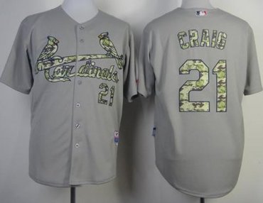 St.Louis Cardinals 21 Allen Craig 2013 USMC Grey Cool Base MLB Jersey Camo Number