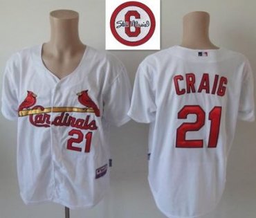 St.Louis Cardinals 21 Allen Craig White Cool Base MLB Jersey 6# Patch