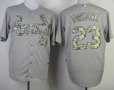 St.Louis Cardinals 23 David Freese 2013 USMC Grey Cool Base MLB Jersey Camo Number