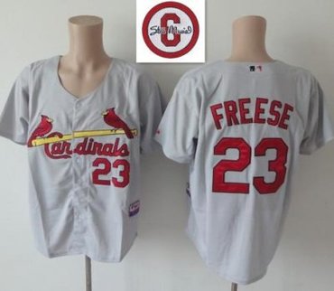 St.Louis Cardinals 23 David Freese Grey Cool Base MLB Jersey 6# Patch