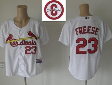 St.Louis Cardinals 23 David Freese White Cool Base MLB Jersey 6# Patch