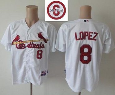 St.Louis Cardinals 8 Felipe Lopez White Cool Base MLB Jersey 6# Patch
