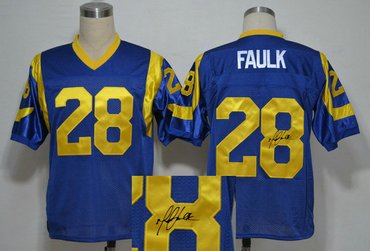 St.Louis Rams #28 Marshall faulk Blue Throwback Jersey(Signed Elite) St.Louis Rams #28 Marshall faulk Blue Throwback Jersey(Signed Elite)