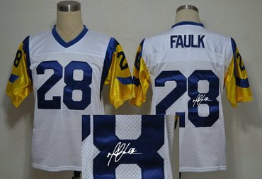 St.Louis Rams #28 Marshall faulk White Throwback Jersey(Signed Elite) St.Louis Rams #28 Marshall faulk White Throwback Jersey(Signed Elite)