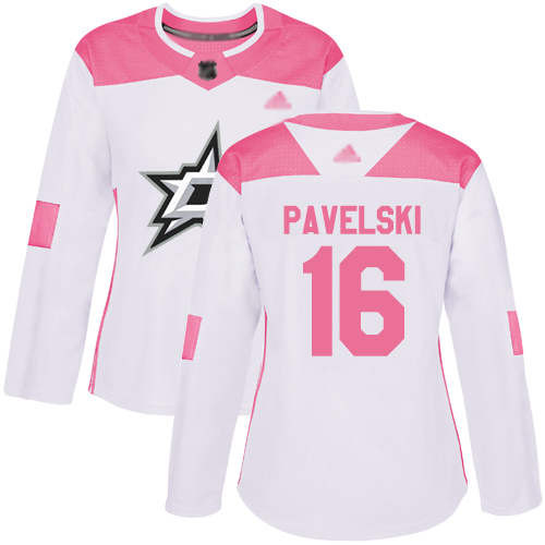 Stars #16 Joe Pavelski White Pink Authentic Fashion Women's Stitched Hockey Jersey Stars #16 Joe Pavelski White Pink Authentic Fashion Women's Stitched Hockey Jersey