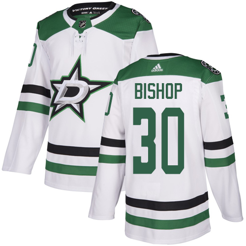 Stars #30 Ben Bishop White Road Authentic Stitched Hockey Jersey