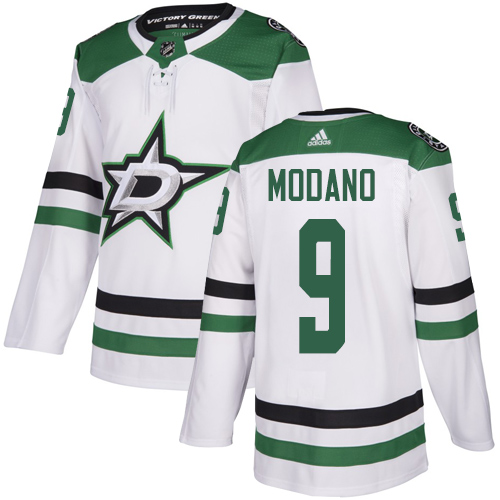 Stars #9 Mike Modano White Road Authentic Stitched Hockey Jersey