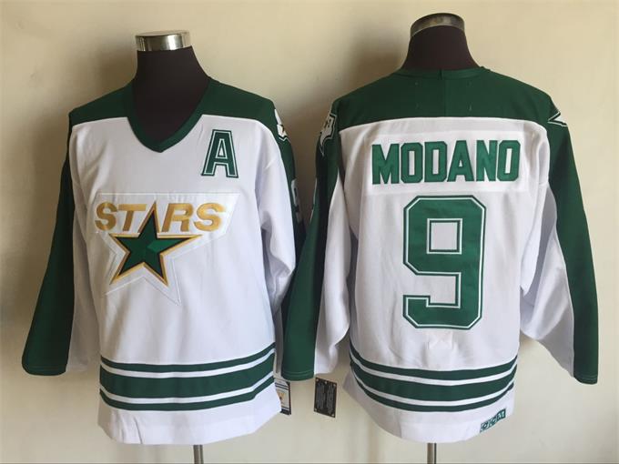 Stars 9 Mike Modano White CCM Jersey