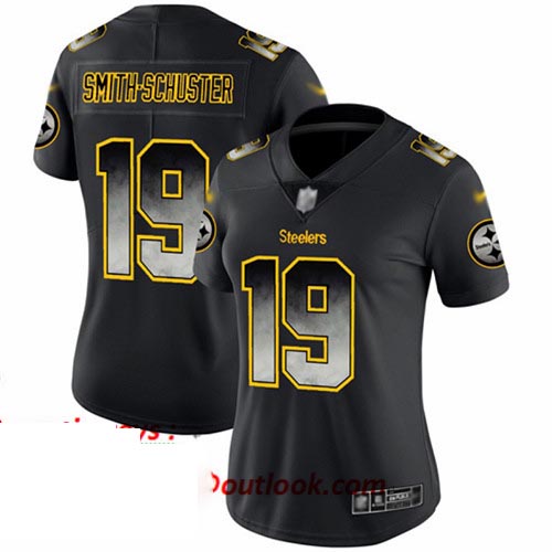 Steelers #19 JuJu Smith-Schuster Black Women's Stitched Football Vapor Untouchable Limited Smoke Fashion Jersey Steelers #19 JuJu Smith-Schuster Black Women's Stitched Football Vapor Untouchable Limited Smoke Fashion Jersey