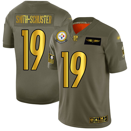 Steelers #19 JuJu Smith-Schuster Camo Gold Men's Stitched Football Limited 2019 Salute To Service Jersey