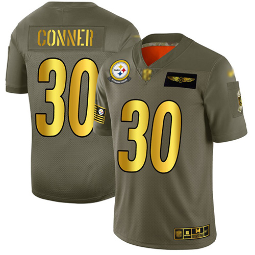 Steelers #30 James Conner Camo Gold Men's Stitched Football Limited 2019 Salute To Service Jersey