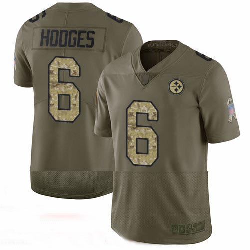 Steelers #6 Devlin Hodges Olive Camo Men's Stitched Football Limited 2017 Salute To Service Jersey