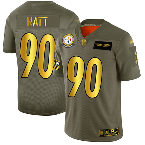 Steelers #90 T. J. Watt Camo Gold Men's Stitched Football Limited 2019 Salute To Service Jersey