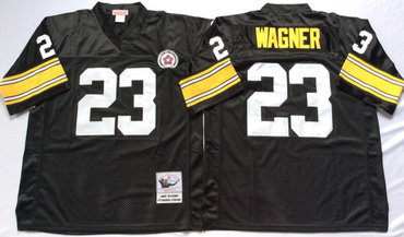 Steelers 23 Mike Wagner Black Throwback Jersey Steelers 23 Mike Wagner Black Throwback Jersey