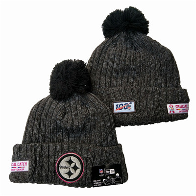 Steelers Team Logo Gray 100th Season Pom Knit Hat YD