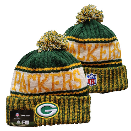 Steelers Team Logo Yellow And Green Pom Cuffed Knit Hat YD