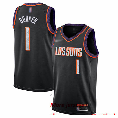 Suns #1 Devin Booker Black Basketball Swingman City Edition 2019 20 Jersey