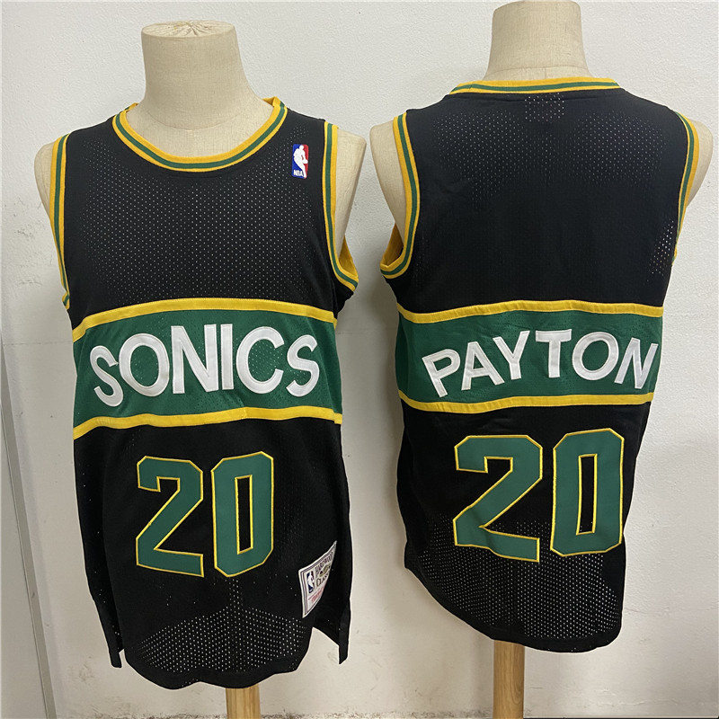SuperSonics 20 Gary Payton Black Hardwood Classics Mesh Jersey SuperSonics 20 Gary Payton Black Hardwood Classics Mesh Jersey