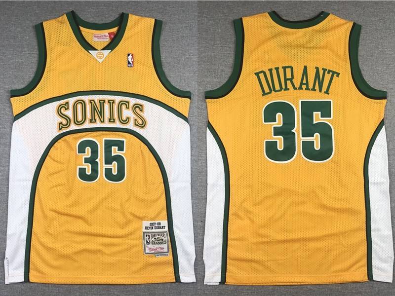 SuperSonics 35 Kevin Durant Yellow 2007-08 Hardwood Classics Jersey SuperSonics 35 Kevin Durant Yellow 2007-08 Hardwood Classics Jersey