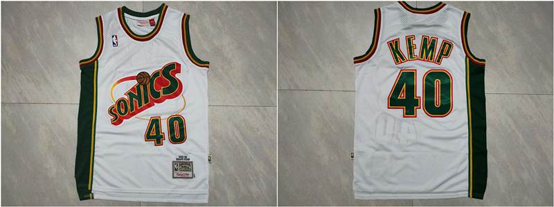 Supersonics 40 Shawn Kemp White 1995-96 Hardwood Classics Jersey Supersonics 40 Shawn Kemp White 1995-96 Hardwood Classics Jersey