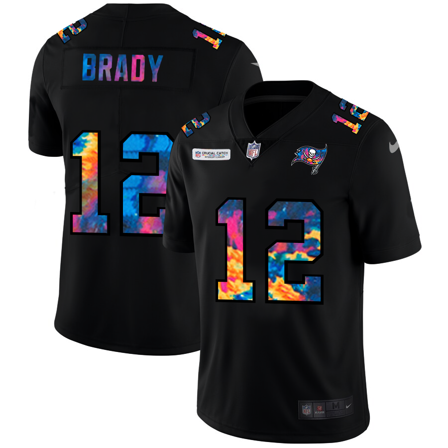 Tampa Bay Buccaneers #12 Tom Brady Men's Nike Multi-Color Black 2020 NFL Crucial Catch Vapor Untouchable Limited Jersey Tampa Bay Buccaneers #12 Tom Brady Men's Nike Multi-Color Black 2020 NFL Crucial Catch Vapor Untouchable Limited Jersey