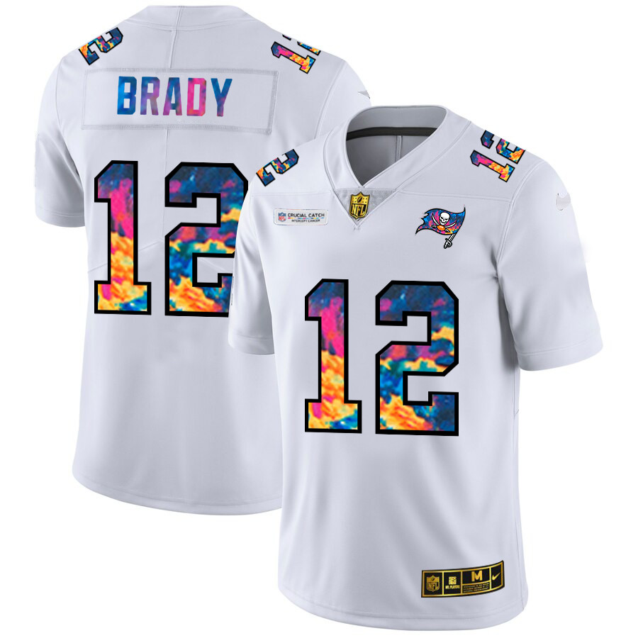Tampa Bay Buccaneers #12 Tom Brady Men's White Nike Multi-Color 2020 NFL Crucial Catch Limited NFL Jersey Tampa Bay Buccaneers #12 Tom Brady Men's White Nike Multi-Color 2020 NFL Crucial Catch Limited NFL Jersey
