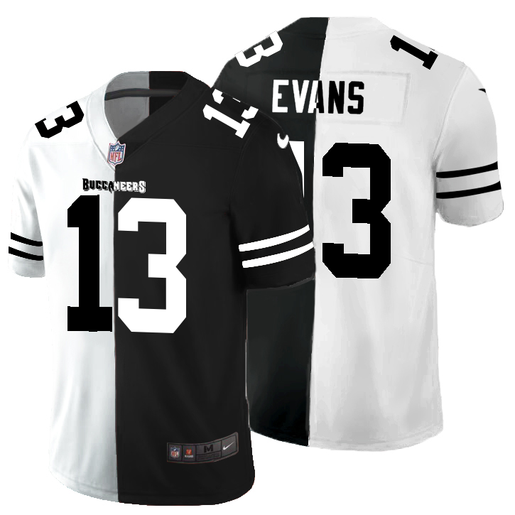 Tampa Bay Buccaneers #13 Mike Evans Men's Black V White Peace Split Nike Vapor Untouchable Limited NFL Jersey Tampa Bay Buccaneers #13 Mike Evans Men's Black V White Peace Split Nike Vapor Untouchable Limited NFL Jersey