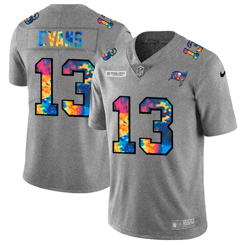 Tampa Bay Buccaneers #13 Mike Evans Men's Nike Multi-Color 2020 NFL Crucial Catch NFL Jersey Greyheather Tampa Bay Buccaneers #13 Mike Evans Men's Nike Multi-Color 2020 NFL Crucial Catch NFL Jersey Greyheather