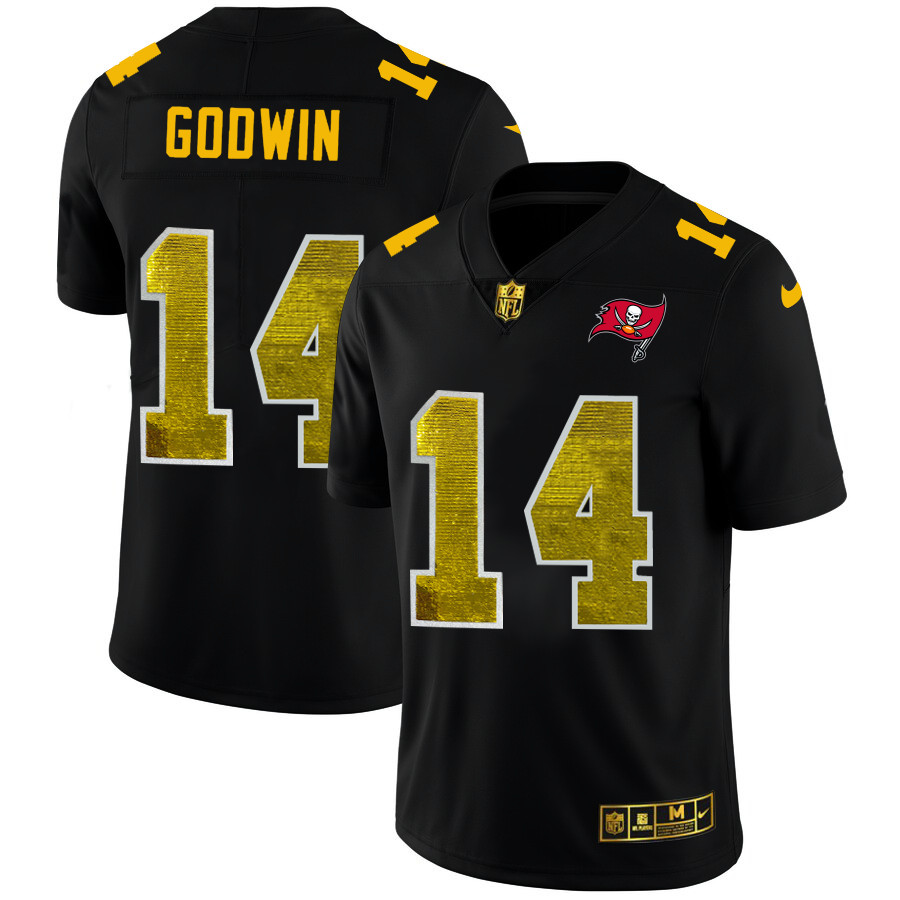 Tampa Bay Buccaneers #14 Chris Godwin Men's Black Nike Golden Sequin Vapor Limited NFL Jersey Tampa Bay Buccaneers #14 Chris Godwin Men's Black Nike Golden Sequin Vapor Limited NFL Jersey