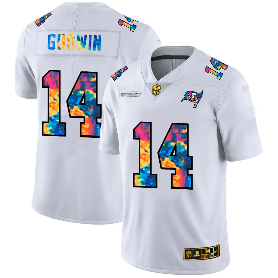 Tampa Bay Buccaneers #14 Chris Godwin Men's White Nike Multi-Color 2020 NFL Crucial Catch Limited NFL Jersey Tampa Bay Buccaneers #14 Chris Godwin Men's White Nike Multi-Color 2020 NFL Crucial Catch Limited NFL Jersey