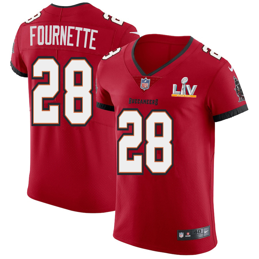 Tampa Bay Buccaneers #28 Leonard Fournette Men's Super Bowl LV Bound Nike Red Vapor Elite Jersey Tampa Bay Buccaneers #28 Leonard Fournette Men's Super Bowl LV Bound Nike Red Vapor Elite Jersey
