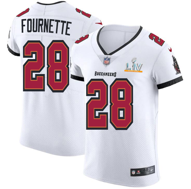 Tampa Bay Buccaneers #28 Leonard Fournette Men's Super Bowl LV Bound Nike White Vapor Elite Jersey Tampa Bay Buccaneers #28 Leonard Fournette Men's Super Bowl LV Bound Nike White Vapor Elite Jersey