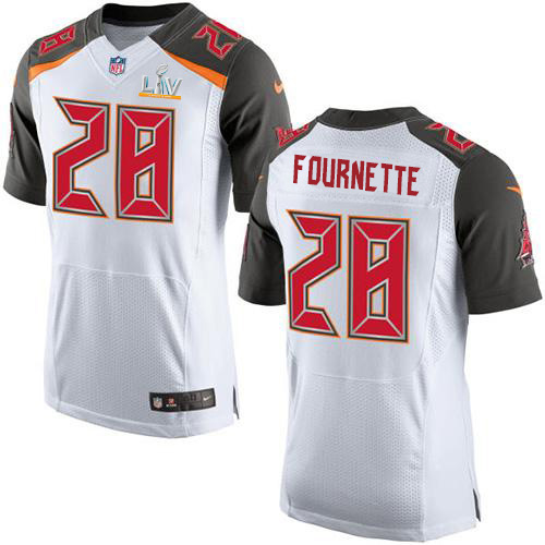 Tampa Bay Buccaneers #28 Leonard Fournette White Men's Super Bowl LV Bound Stitched NFL New Elite Jersey Tampa Bay Buccaneers #28 Leonard Fournette White Men's Super Bowl LV Bound Stitched NFL New Elite Jersey