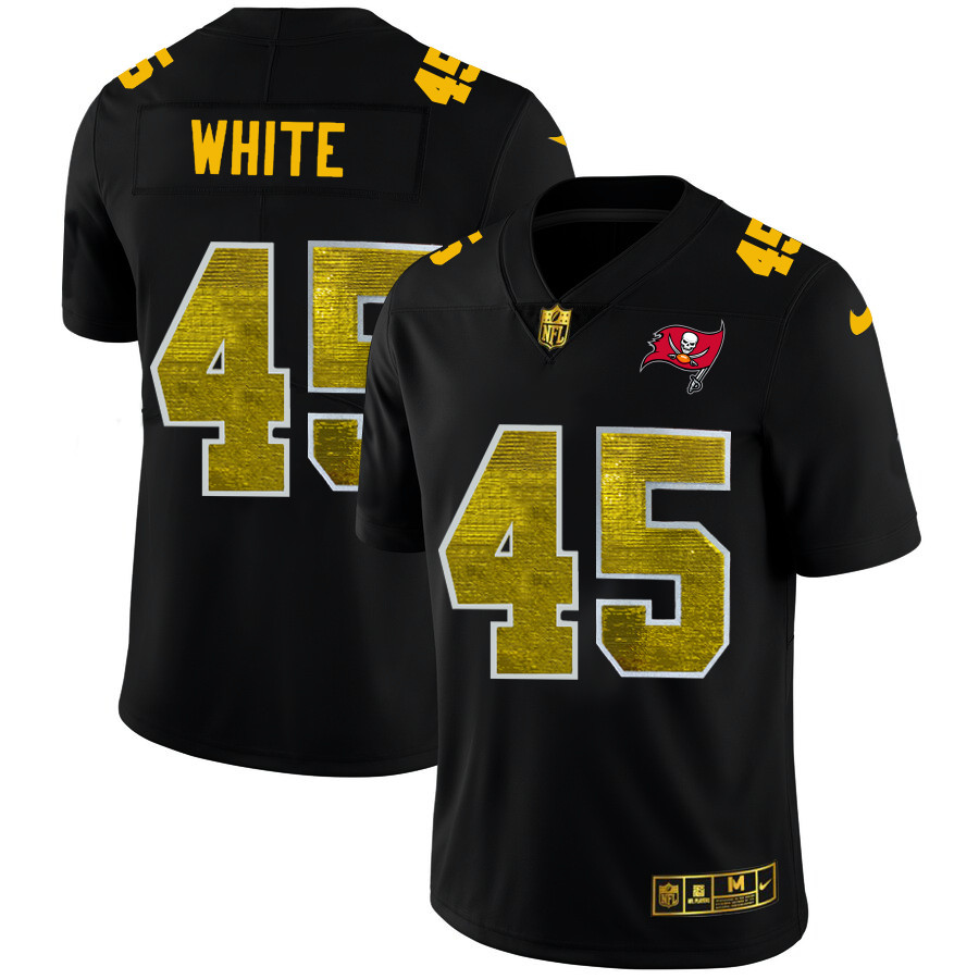 Tampa Bay Buccaneers #45 Devin White Men's Black Nike Golden Sequin Vapor Limited NFL Jersey Tampa Bay Buccaneers #45 Devin White Men's Black Nike Golden Sequin Vapor Limited NFL Jersey