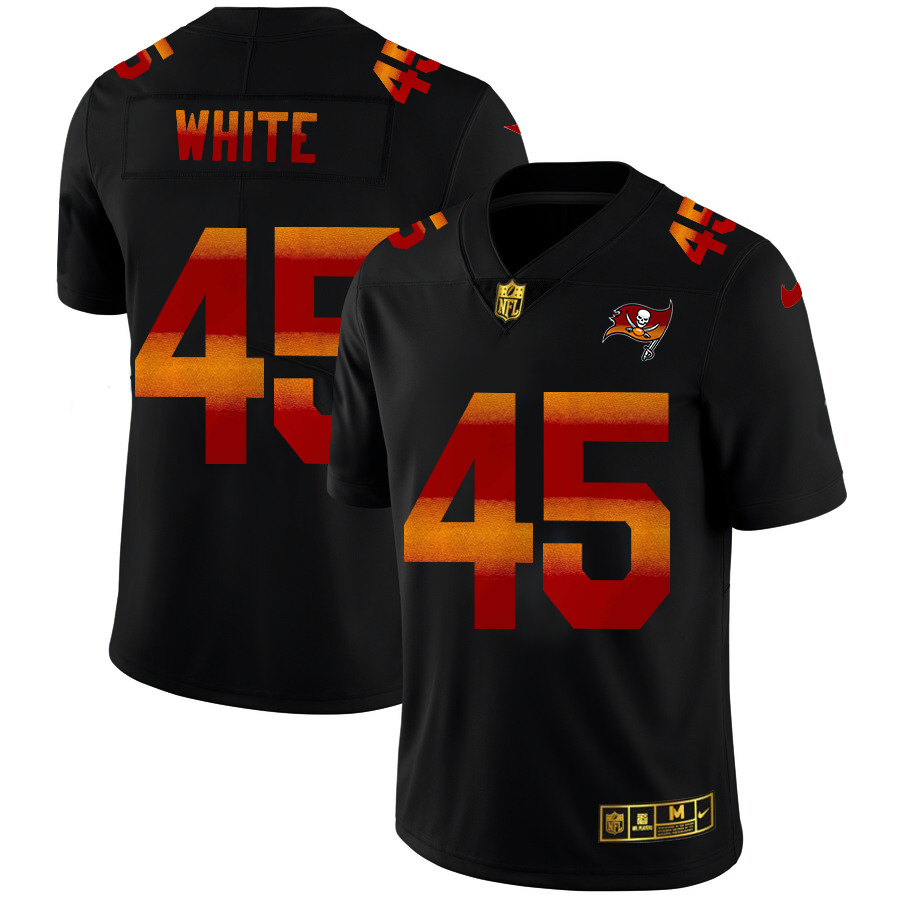 Tampa Bay Buccaneers #45 Devin White Men's Black Nike Red Orange Stripe Vapor Limited NFL Jersey Tampa Bay Buccaneers #45 Devin White Men's Black Nike Red Orange Stripe Vapor Limited NFL Jersey