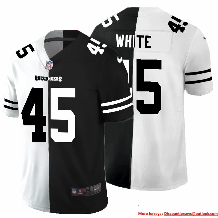 Tampa Bay Buccaneers #45 Devin White Men's Black V White Peace Split Nike Vapor Untouchable Limited NFL Jersey Tampa Bay Buccaneers #45 Devin White Men's Black V White Peace Split Nike Vapor Untouchable Limited NFL Jersey