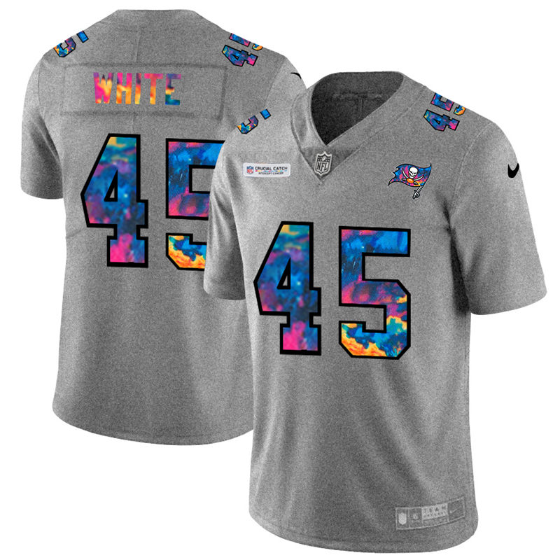 Tampa Bay Buccaneers #45 Devin White Men's Nike Multi-Color 2020 NFL Crucial Catch NFL Jersey Greyheather Tampa Bay Buccaneers #45 Devin White Men's Nike Multi-Color 2020 NFL Crucial Catch NFL Jersey Greyheather