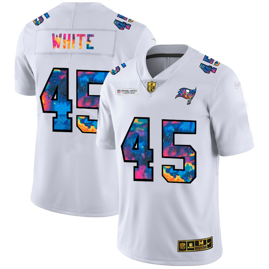 Tampa Bay Buccaneers #45 Devin White Men's White Nike Multi-Color 2020 NFL Crucial Catch Limited NFL Jersey Tampa Bay Buccaneers #45 Devin White Men's White Nike Multi-Color 2020 NFL Crucial Catch Limited NFL Jersey