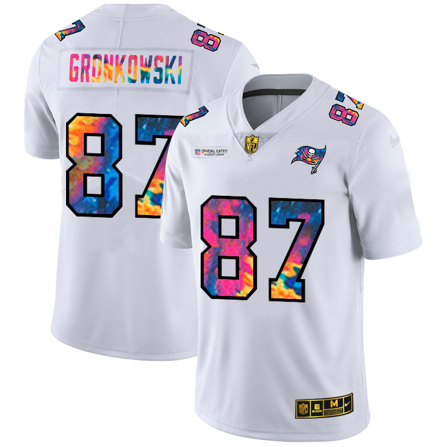 Tampa Bay Buccaneers #87 Rob Gronkowski Men's White Nike Multi-Color 2020 NFL Crucial Catch Limited NFL Jersey Tampa Bay Buccaneers #87 Rob Gronkowski Men's White Nike Multi-Color 2020 NFL Crucial Catch Limited NFL Jersey