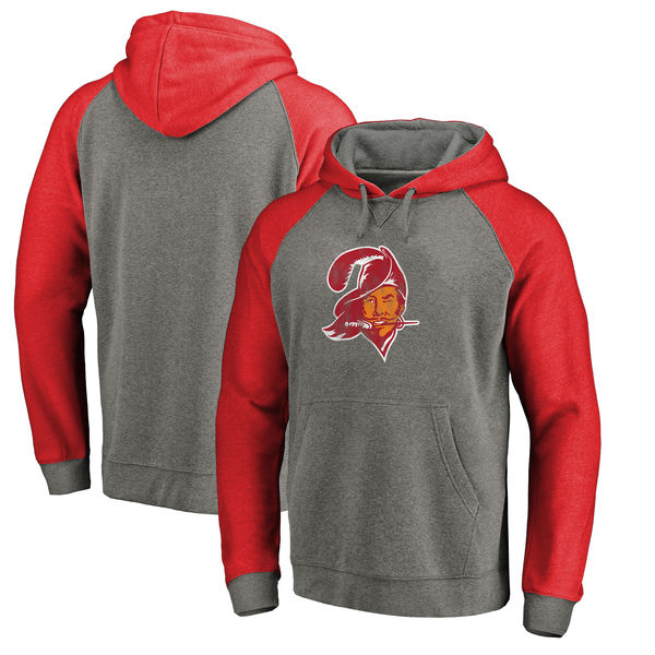Tampa Bay Buccaneers NFL Pro Line By Fanatics Branded Throwback Logo Tri-Blend Raglan Pullover Hoodie Gray Red Tampa Bay Buccaneers NFL Pro Line By Fanatics Branded Throwback Logo Tri-Blend Raglan Pullover Hoodie Gray Red