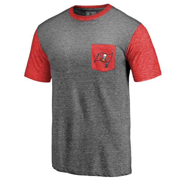Tampa Bay Buccaneers Pro Line By Fanatics Branded Heathered Gray Red Refresh Pocket T-Shirt Tampa Bay Buccaneers Pro Line By Fanatics Branded Heathered Gray Red Refresh Pocket T-Shirt