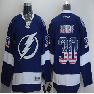 Tampa Bay Lightning #30 Ben Bishop Blue USA Flag Fashion Stitched NHL Jersey Tampa Bay Lightning #30 Ben Bishop Blue USA Flag Fashion Stitched NHL Jersey