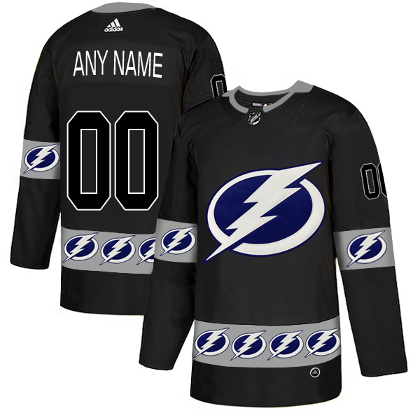 Tampa Bay Lightning Black Men's Customized Team Logos Fashion Adidas Jersey Tampa Bay Lightning Black Men's Customized Team Logos Fashion Adidas Jersey