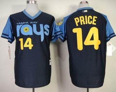 Tampa Bay Rays #14 David Price Dark Blue 1970's David Price Turn Back The Clock Stitched Baseball Jersey