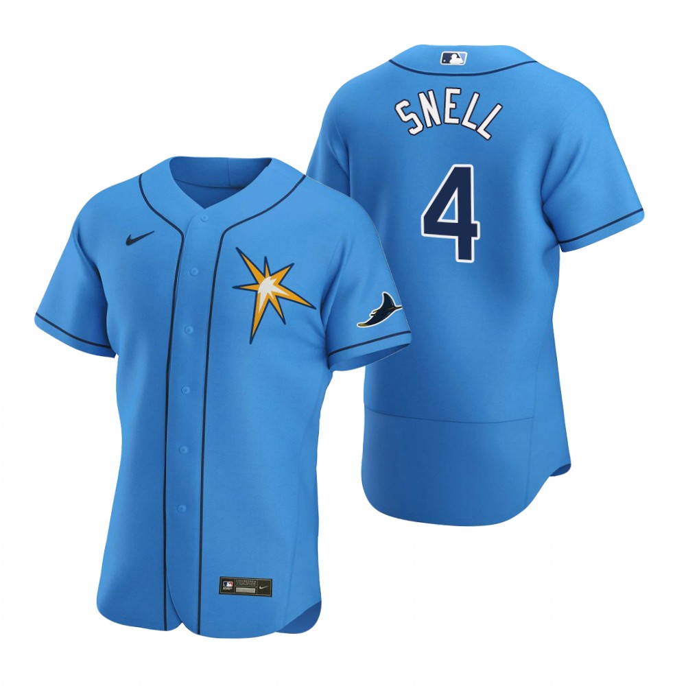 Tampa Bay Rays #4 Blake Snell Men's Nike Light Blue Alternate 2020 Authentic Team MLB Jersey