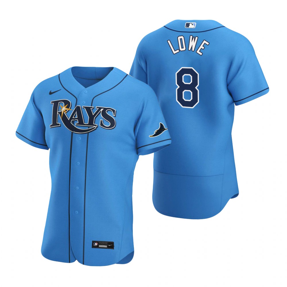 Tampa Bay Rays #8 Brandon Lowe Men's Nike Light Blue Alternate 2020 Authentic Player MLB Jersey Tampa Bay Rays #8 Brandon Lowe Men's Nike Light Blue Alternate 2020 Authentic Player MLB Jersey