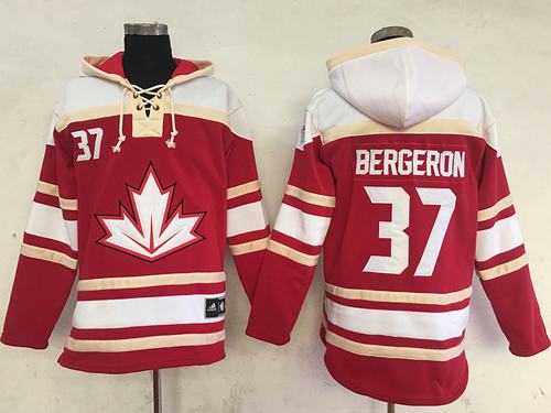Team CA. #37 Patrice Bergeron Red Sawyer Hooded Sweatshirt 2016 World Cup Stitched NHL Jersey Team CA. #37 Patrice Bergeron Red Sawyer Hooded Sweatshirt 2016 World Cup Stitched NHL Jersey