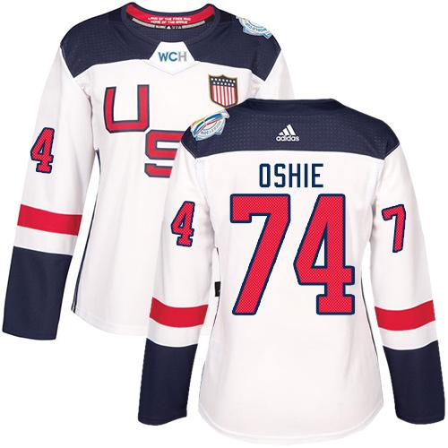 Team USA #74 T. J. Oshie White 2016 World Cup Women's Stitched NHL Jersey Team USA #74 T. J. Oshie White 2016 World Cup Women's Stitched NHL Jersey